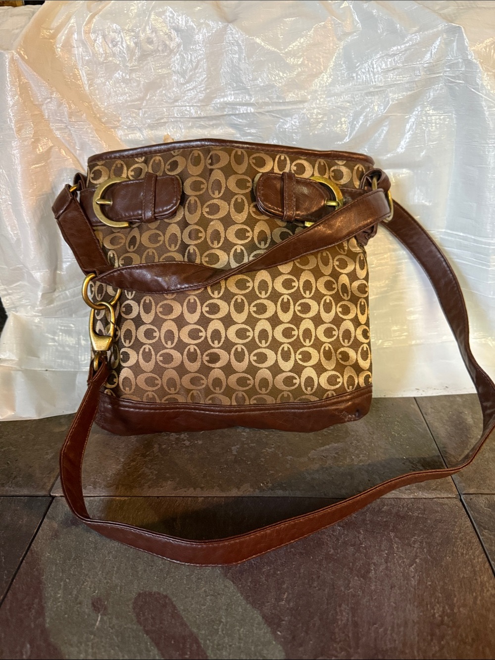 9 inch Brown Monogram Crossbody Bag - Designer Style
